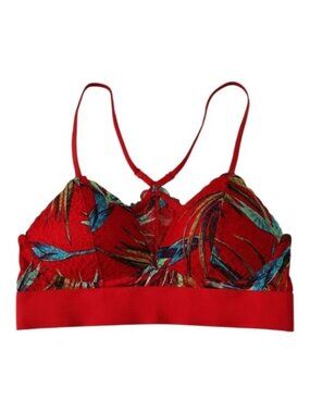 Victoria's Secret PINK Red Tropical Floral Lace Bralette Small